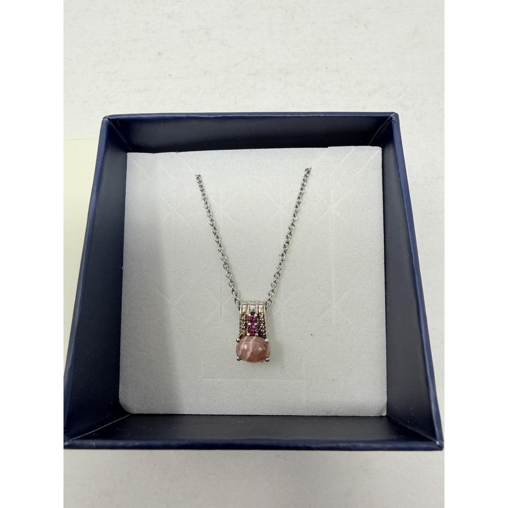 Shop LC Argentinian Rhodochrosite/Orissa Rhodolite Garnet Pendant & Chain 5066